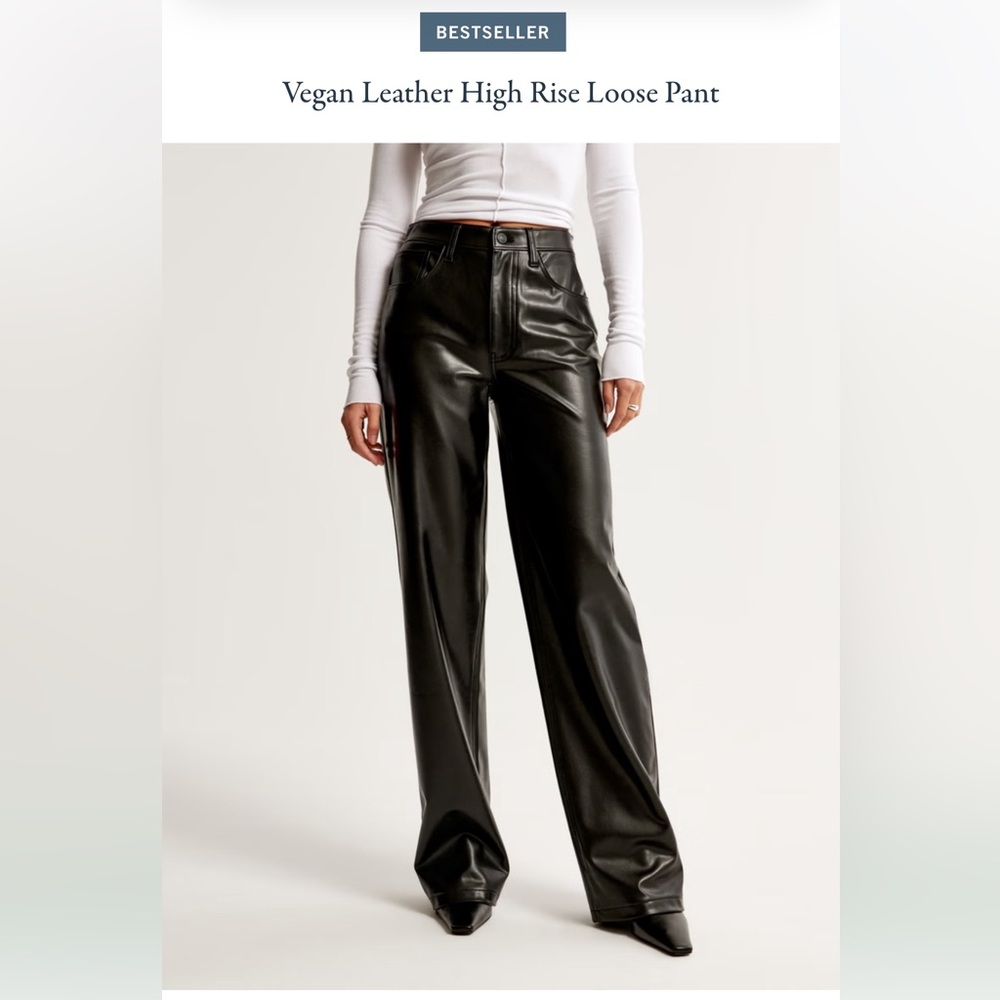 Abercrombie Vegan High Rise Loose Leather Pant